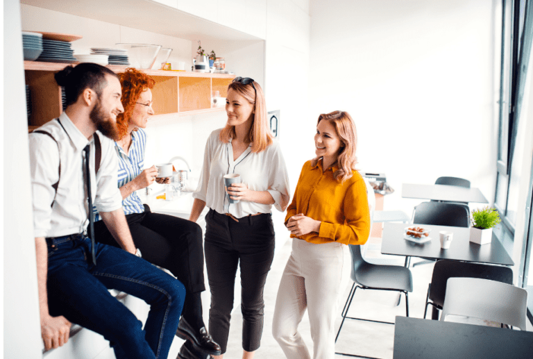 An office meeting taking place.