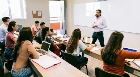 Lecturer teaching a university class